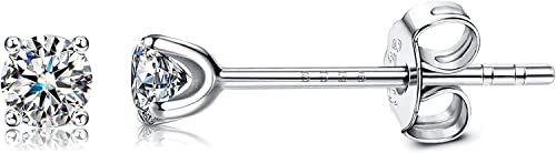 Morfetto Moissanit Ohrstecker 0,1 karat Brillanter Rundschnitt D Farbe VVS1 Klarheit Lab Erstellt Diamantohrringe Diamant-Ohrstecker mit Schraubverschluss Sterling Silber Moissanit Ohrstecker