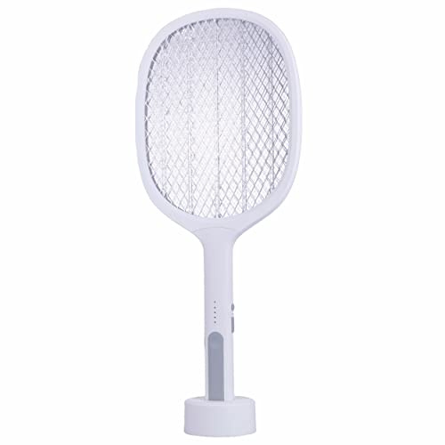 Racchetta elettrica ricaricabile anti-insetti, cavo usb, led e base di supporto, Duo Kooper