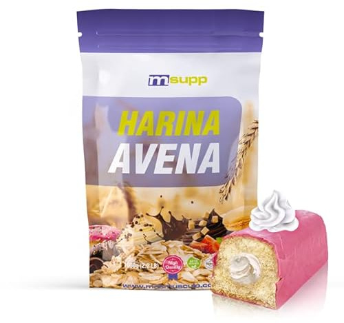 MM Supplements - Farina d'Avena - 1 kg - Fonte di Proteine ​​- Favorisce la Flora Intestinale - Soddisfa L'Appetito - Torta Fragole e Panna
