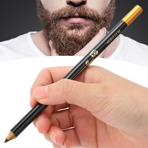 Hairdressing Pen Beard Pencil Filler Beard Pencil Liner for Men Professional Equipped with Sharpener Beard Shaper Styling Edging Tool (Black)