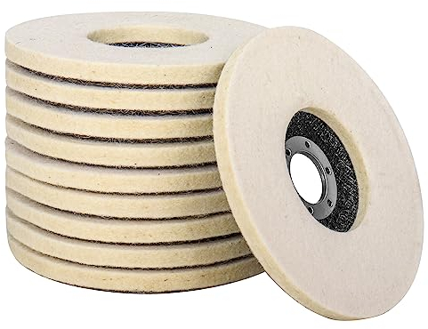SI FANG Disco de pulido de lana de 125 mm, 6 unidades, almohadillas de pulido de fieltro de 5 x 7/8 pulgadas para amoladora angular, rueda de pulido de lana fina, pulido de corte compuesto de metal de
