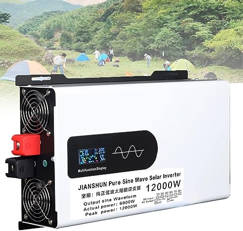 Spannungswandler 5000W 6000W 8000W 10000W 12000W Reiner Sinus Wechselrichter 12V 24V 48V 60V 72V 96V auf 220V 230V 240V Pure Sine Wave Inverter mit Steckdose und Anzeige Konverter (12000W,24V)
