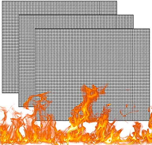 Natuce 3 Pièces Réutilisable Tapis de Barbecue,40 x 33cm Grill Mesh Mat Tapis de Cuisson,Réutilisables Tapis de Cuisson Anti-adhésifs,Tapis de Barbecue en Maille,pour Grillades de Viande,Légumes