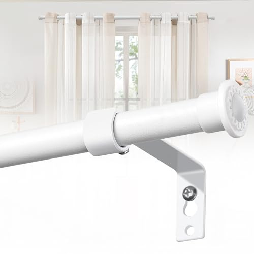 Tringle Rideau, 71-165cm Tringle à Rideaux Extensible Ensemble avec Supports en Acier Inoxydable y 16mm de Diamètre, Style Rustique Décorative pour Salon/Blanc Mat