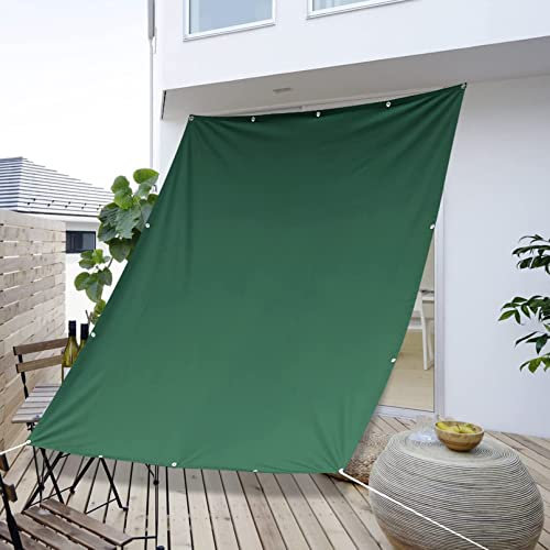 Sonnensegel, wasserdicht, rechteckig, 4 x 8 m, Terrassenüberdachung mit 98 % UV-Block, für den Außenbereich, Sonnenschutz, Dunkelgrün, inklusive Gratis Seil, für Garten, Hof, Party