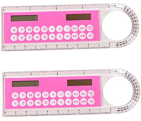 Cabilock Calculadora de regla de 10 cm, calculadora para niños, regla digital, multifuncional, portátil, compacta, color aleatorio