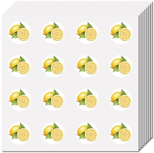 CREATCABIN 128 pegatina de Limón para Planificador de Frutas, Autoadhesiva, Impermeable, Redonda, con Diseño de Puntos de Dibujos Animados, para Álbumes de Recortes, Manualidades, Cascos, Calendarios,