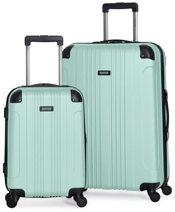 Kenneth Cole REACTION Out of Bounds Lightweight Hardshell 4-Wheel Spinner Luggage, Mint Blue, 2-Piece Set (20 & 28)