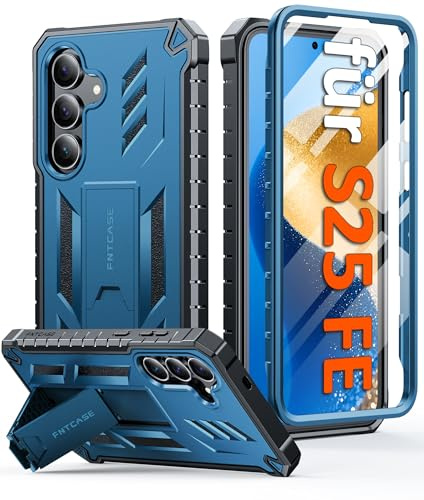 FNTCASE for Samsung Galaxy S25 FE Case with Built-in Screen Protector Blue