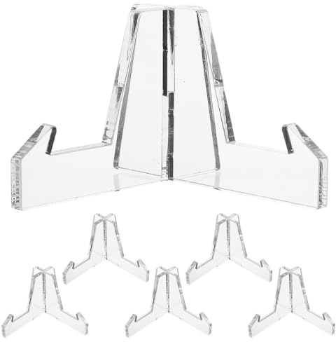 Gogogmee Lot de 6 Porte-Cartes de Visite en Acrylique Transparent Distributeur de Cartes de Visite de Bureau Vertical Organiseur de Cartes pour Espace Professionnel Support Stable et