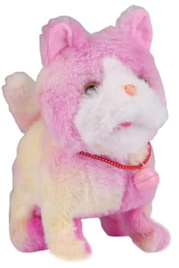 Harilla Giocattolo Elettrico per Gatti Che Cammina con Registrazione Vocale, Animale di Peluche Realistico, Animale Domestico Elettronico per Bambine, Ragazzi, Rosa