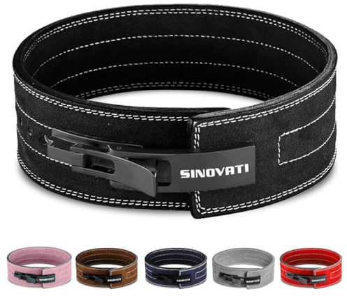 Premium Gewichthebergürtel KDK Gürtel aus Echtleder mit Schnalle, Weightlifting Lever Belt für Fitness Powerlifting Krafttraining Bodybuilding, mit 8.5cm / 10cm Höhe, Frauen und Männer (Schwarz, S)