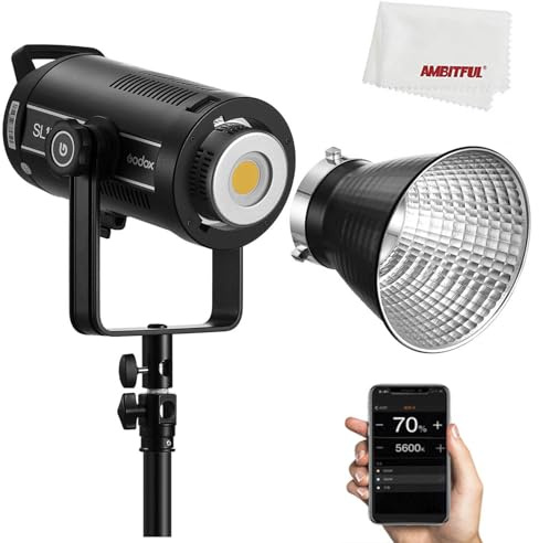 Godox SL150III SL150WIII Luz de Vídeo LED 160W Bowens Mount Equilibrio Solar 5600K 2.4G Sistema X Inalámbrico CRI96 para Entrevista Fotográfica Soporte para el Control de App