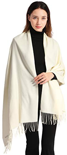 Arctic Penguin Pashmina Schal Kaschmir Stolen Damen Schultertuch für Frauen Hochzeit Kaschmirschal Herren Umschlagtuch Winter/ (Milchig weiß)