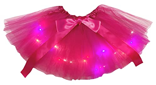 Petitebelle enfärgade LED-lampor dam tyll tutu, Rosa (Hot Pink), en storlek
