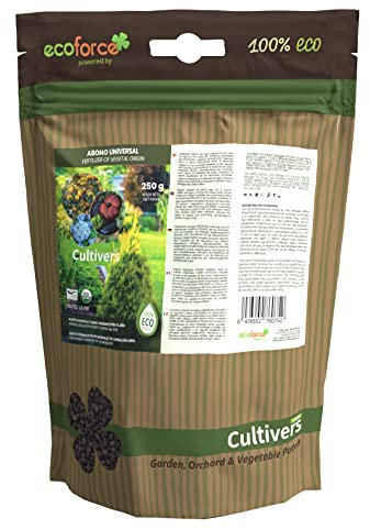 CULTIVERS Abono Universal Plantas Ecológico de 250 g. Fertilizante granulado con NPK 8-1-5+74% M.O. y Ác. Húmicos. Liberación Lenta. Potencia el Crecimiento y estimula el Cultivo.