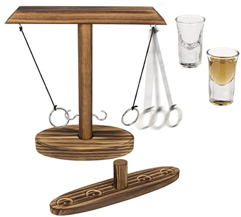 MIK funshopping Divertente gioco per feste, gioco di sorso per adulti, Capodanno, festa di compleanno (gioco da bere in legno con 2 bicchieri)