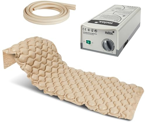 Pulox Antidekubitusmatratze ADM-130 - Wechseldruckauflage mit Pumpe - Geräuscharm (20 db) und belastbar bis 130 kg - Beige