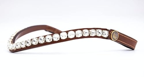 BRIDLERY Stirnriemen Stunning White Farbe Cognac, Größe Warmblut