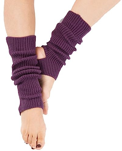 Yurosiay Gestrickte Ballett Stulpen 43cm Tanzstulpen Mädchen Damen Winter Warm Beinstulpen Strick Mit Fersenloch Weich Legwarmer Beinwarmer Stulpen für Yoga Ballett Tanz Fitness Dunkellila