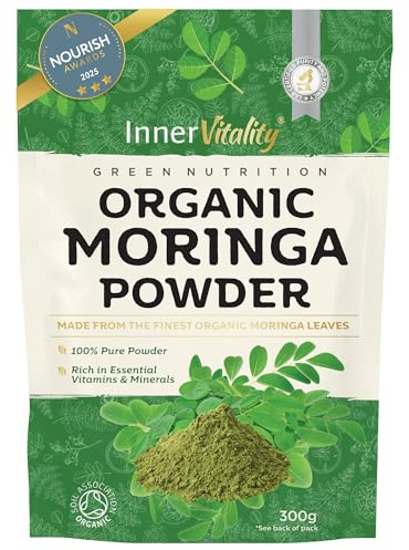 Organic Moringa Powder, Award Winning Premium Pure Leaf Powder Rich in Essential Vitamins & Minerals by Inner Vitality