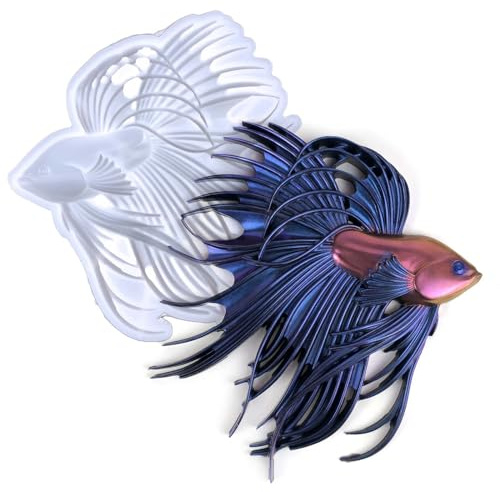 Z-oneMart 3D Betta Fish Silicone Molds,Large Animal Mold for Epoxy Resin,DIY Resin Casting for Wall Hanging Door Desktop,Home Office Art Decor, Valentine Anniversary Christmas Gifts, Holiday Gifts