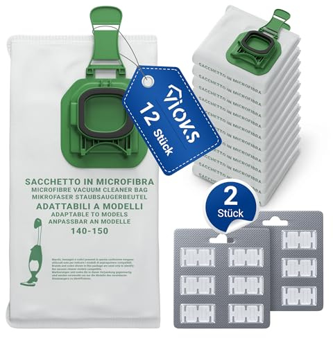 VIOKS Set 12 x dammsugarpåse 12 x dammsugare doft ersättning för dammsugarpåse Vorwerk – dammsugare Deo Sticks och dammsugarpåsar för Kobold VK150 Vorwerk VK 140 dammsugare