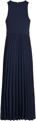 Tommy Hilfiger Damen Kleid Midi Dress Ärmellos, Blau (Dark Night Navy), XS