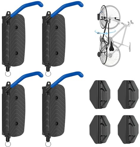 Wdmiya Support Vélo Mural Pivotant Jusqu'à 30 KG, Porte- Vélo Mural de Rangement pour Vélos Vtt,de course,convenant à la plupart des vélos,Crochet Vélo Mural Vertical pour Maison Garage (4Pack)