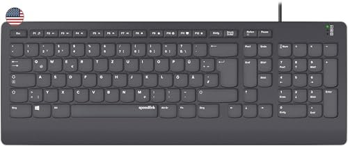 Speedlink HI-GENIC Antibacterial Keyboard - kabelgebundene leise USB-Tastatur, Flache Tasten, antibakterielle Eigenschaften, US Layout QWERTY englisch, schwarz