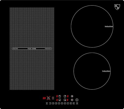 K&H Induktionskochfeld IN-6804HF [4 ZONEN] - Induktionskochplatte - Induktionsherdplatte Flex Zone mit Sensor Touch - Kochfeld Induktion - Autark zum Einbau - 59CM - 6800 Watt - 17 Leistungsstufen