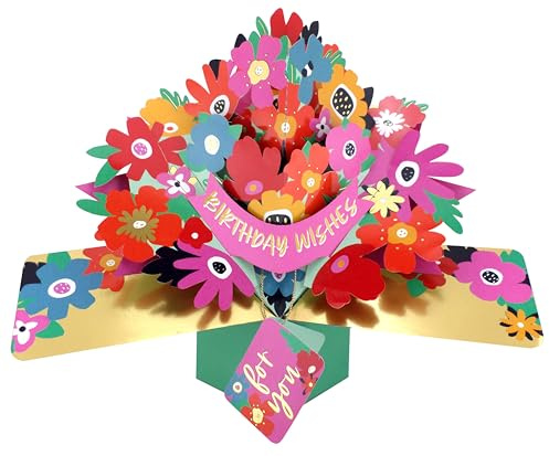 Grattis på födelsedagen ljusa blommor pop up-kort 3D gratulationskort POP238