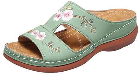 Générique Sandales Femmes été Confortable Mules en Cuir pour Femme Sandales Mode Bout Ouvert Compensées Plateforme Pantoufles Premium Orthopédiques Sandales Chaussons