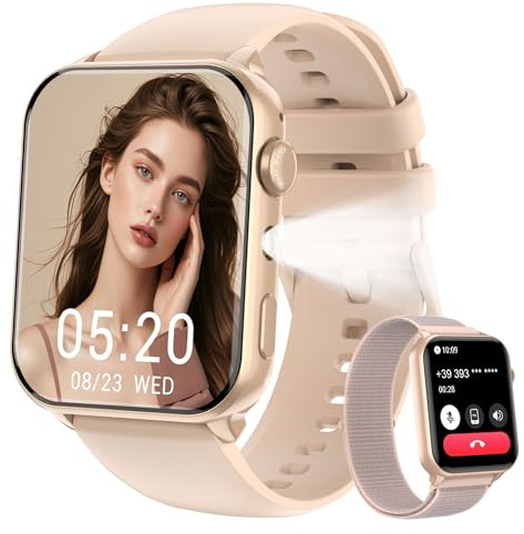 IOWODO Smartwatch Uomo Donna,Orologio Fitness con Chiamate,1.91 Smart Watch Monitor del SpO2/ Sonno,24H Cardiofrequenzimetro,100 modalità Sportive,Fitness Tracker per Android iOS rosa
