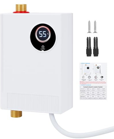 Elektronischer Durchlauferhitzer, Küche 220V 3800W elektrische Warmwasserbereiter tankloser Mini-Warmwasserbereiter mit LED Temperaturanzeige, Elektrisch Instant Klein Durchlauferhitzer für Küche, Bad