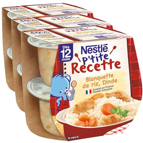 Nestlé Bébé P'tite Recette Blanquette de Riz Dinde - Plat complet dès 8 mois - 2 x 200g (Lot de 3)