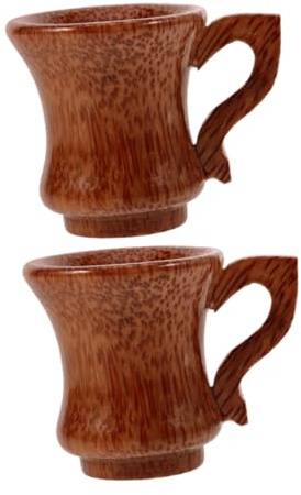 Mikinona 2piezas Copas De Vino De Madera Natural Con Asa De Unidades Vaso Multifuncional De Madera De Único Para Hogar y Oficina Taza Con Textura Natural y Diseño Seguro Sin Químicos