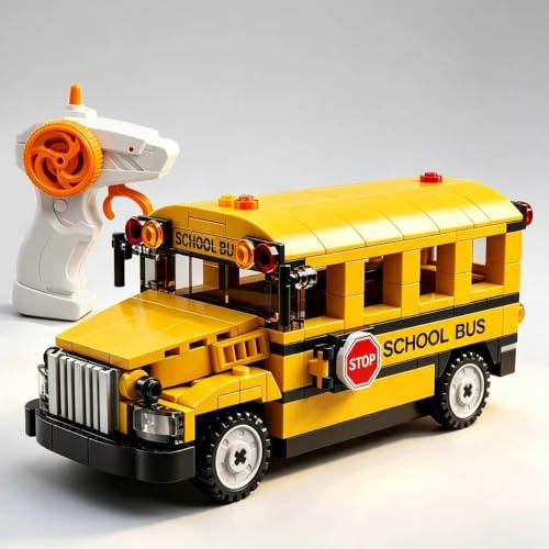 BLmukce 226PCS School Bus Building Blocks Set for Kids 6+, STEM Toy Vehicle with Movable Wheels, City Construction Car Model Kit, Educational Gift for Boys Girls
