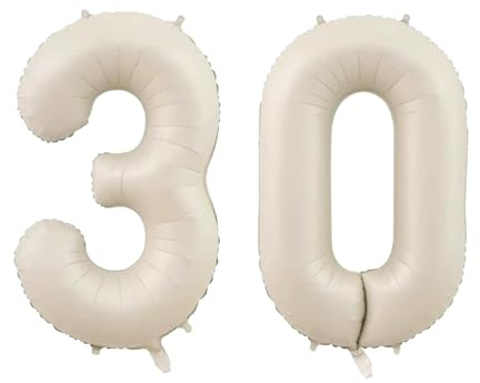 Ovanda 2 globos numéricos 30 beige 101 cm para cumpleaños y aniversarios