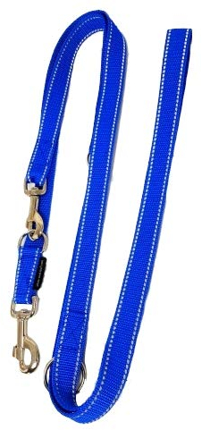 elropet Hundeleine Doppelleine Gurtband reflektierend 20mm 5,00m blau 5fach verstellbar für mittlere und große Hunde