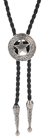 COOLLA Bolo-Krawatte, handgefertigt, Western-Cowboy-Anhänger, Schwarz, Vintage-Türkis, für Damen und Herren (Silber), Schwarz, 70 cm