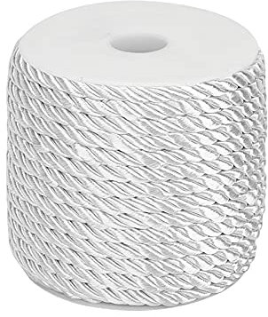 PH PandaHall 18m 5mm Cuerda Trenzada Blanca 3 cordón Trenzado Cuerda Decorativa de poliéster Satinado cordón de Coser para decoración de Interiores, Tapiz, Abrazo de Cortina, Cuerda de Honor