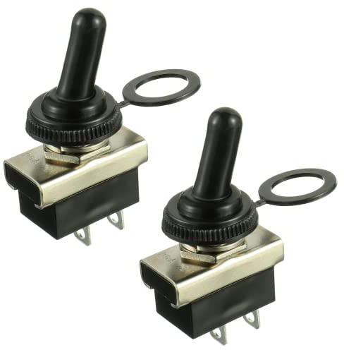 HUAREW KN3(D)-101 Interrupteur à bascule marche/arrêt 12V 25A 2 positions 2 broches étanche avec couvercle en caoutchouc (2 pièces)