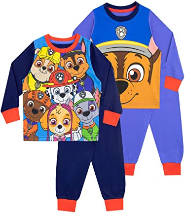 Paw Patrol Pack de 2 Pyjamas Garçon Bleu 4-5 Ans
