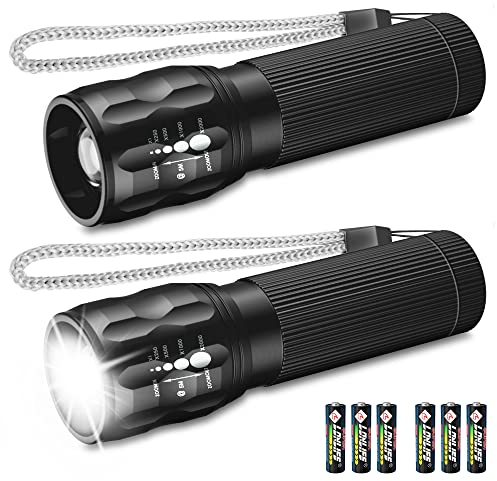 Fulighture Taschenlampe, LED Taschenlampe 2 Modi 150LM Zoombar IPX4 Wasserdichte Taschenlampe Batteriebetrieben für Camping, Wandern, Radfahren, Klettern und Notfälle, 2 Stück