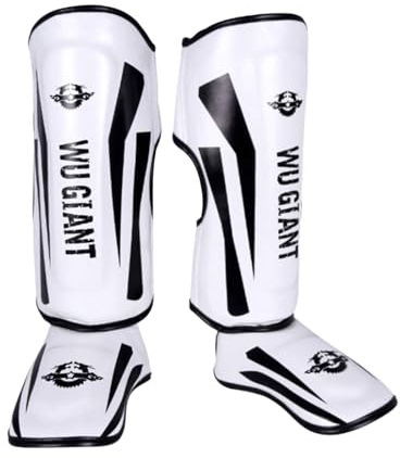 Amagogo Schienbeinschoner Schutzpolster Schienbein-Ristschutz Beinschutz für Training Kickboxen Kampfsport MMA Taekwondo, Weiss, l