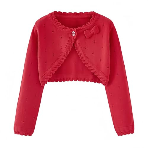 Proumhang Bolero Shrug Cardigan Niñas Suéteres de Punto de Algodón de Manga Larga Chal de un Botón Chaqueta Sudadera Abrigos Chlidren Vestido Cover Up para 3-10 años