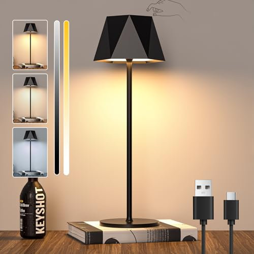 Lampada da Tavolo a LED Senza Fili Lampada da Scrivania a Batteria Touch Dimmerabile, Lampada da Tavolo a Batteria Ricaricabile con USB-C, Lampada da Tavolo Impermeabile IP44 per esterni, 5600mAh