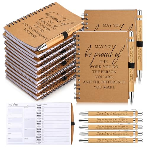 Tellingyou 100 Pcs Employee Appreciation Gifts Bulk Inspirational Spiral Notebooks 2026-2027 Planner Pocket Notepads with Motivational Pens Thank You Gifts for Teacher Coworker Volunteer
