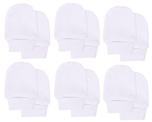 Soft Touch Baby Girls' Super Soft Anti-Scratch Mittens (White, 6 Packs)